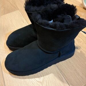 Black UGGs Mini Bailey II Suede Fur-Lined Boots